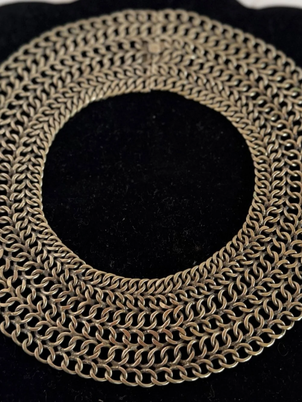 Vintage Mexican Alpaca Silver Mesh Design Collar Necklace